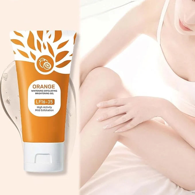 Orange Whitening Exfoliating Brightening Gel – Orange Extract Face Scrub for Dead Skin Removal, Pore Cleansing & Glowing Radiant Skin