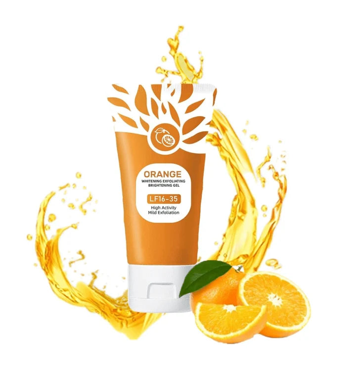 Orange Whitening Exfoliating Brightening Gel – Orange Extract Face Scrub for Dead Skin Removal, Pore Cleansing & Glowing Radiant Skin