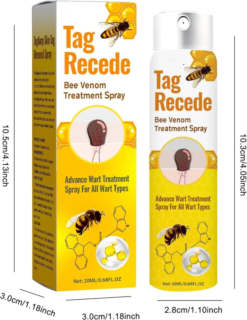 Tag Recede Bee Venom Repair Spray – Skin Tag & Wart Removal Treatment with Bee Venom, Botanical Extracts & Skin Repair Formula